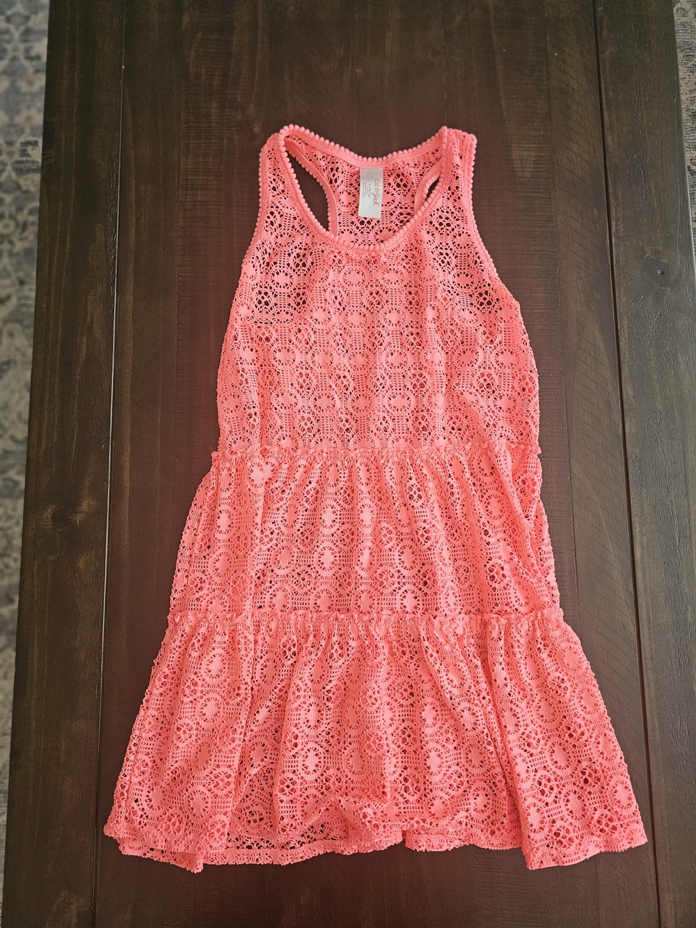 Cat & Jack Coral Pink Lace Kids Swim Coverup
